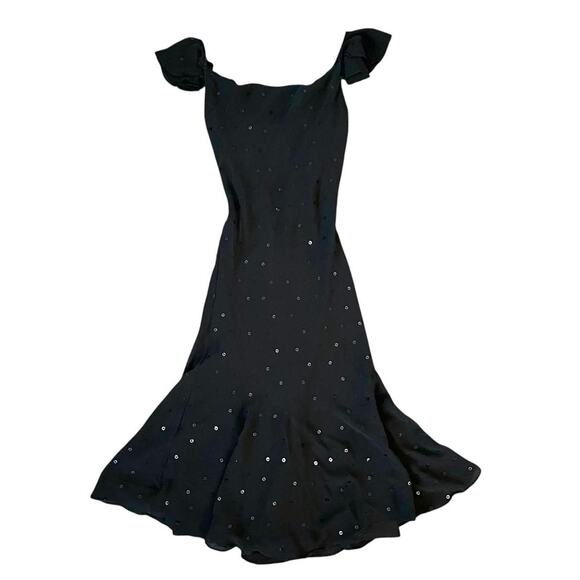 Y2k express silk sequins flutter sleeve midi dress - Picture 1 of 6
